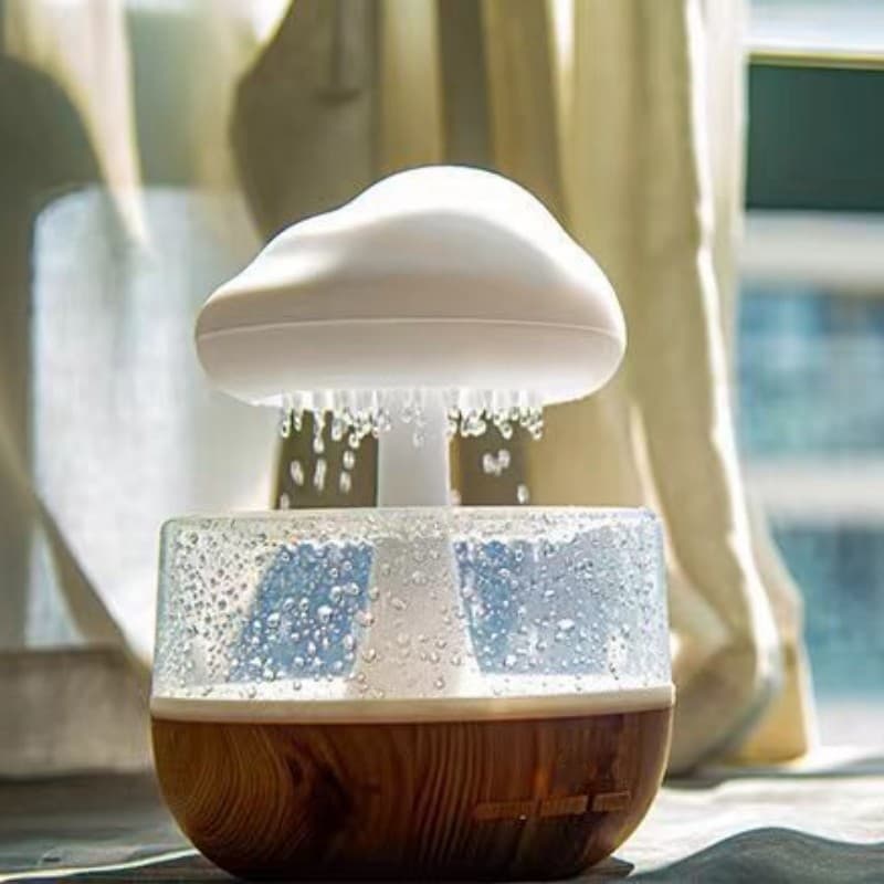 Creative Raindrop Humidifier Aromatherapy Diffuser Cloud Rain Seven-Color Mushroom Lamp Essential Oil Humidifier Gradient Atmosphere Light Manufacturer