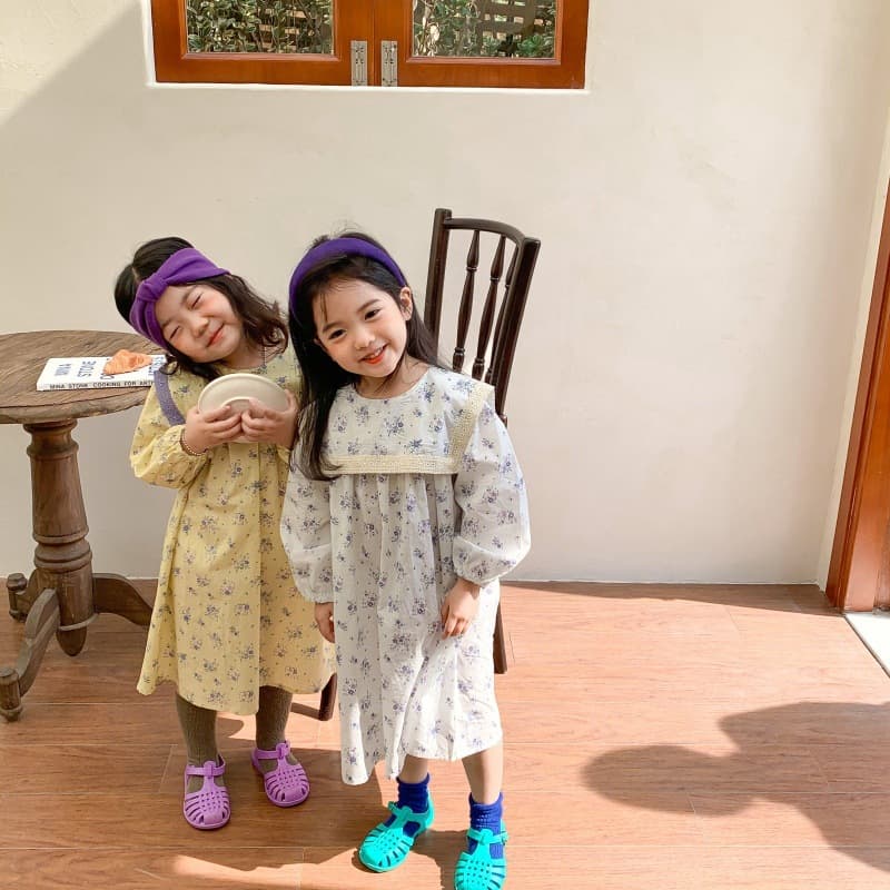 Floral Girls Dress Korean Spring Autumn New Children's Princess Dress Baby Girl Long Dress