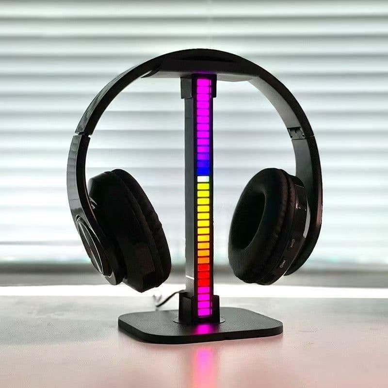 Cross-Border LED Headphone Stand, Desktop Metal Display with Detachable Hanger for Gaming