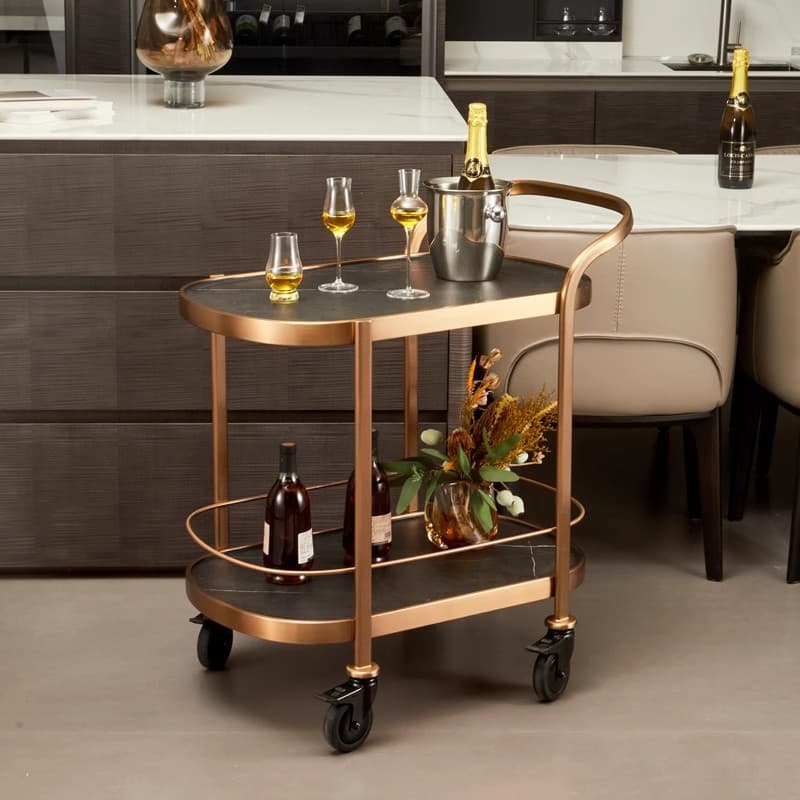 Luxury large cake trolley for hotel restaurants, two-tier multi-functional beverage and dessert service cart