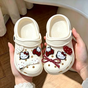 Girls' Croc Sandals Summer New Kids Outdoor Slippers Waterproof Bathroom Home Shoes Baby Sandals Cartoon Hello Kitty