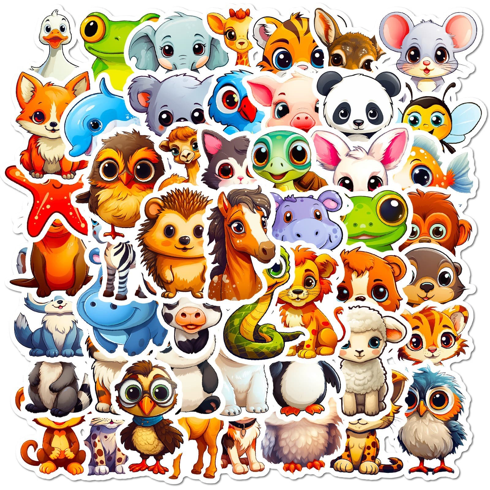 50 sheets big-eyed animal stickers Amazon bestsellers cross-border new arrivals cartoon cute nature animal doodle stickers