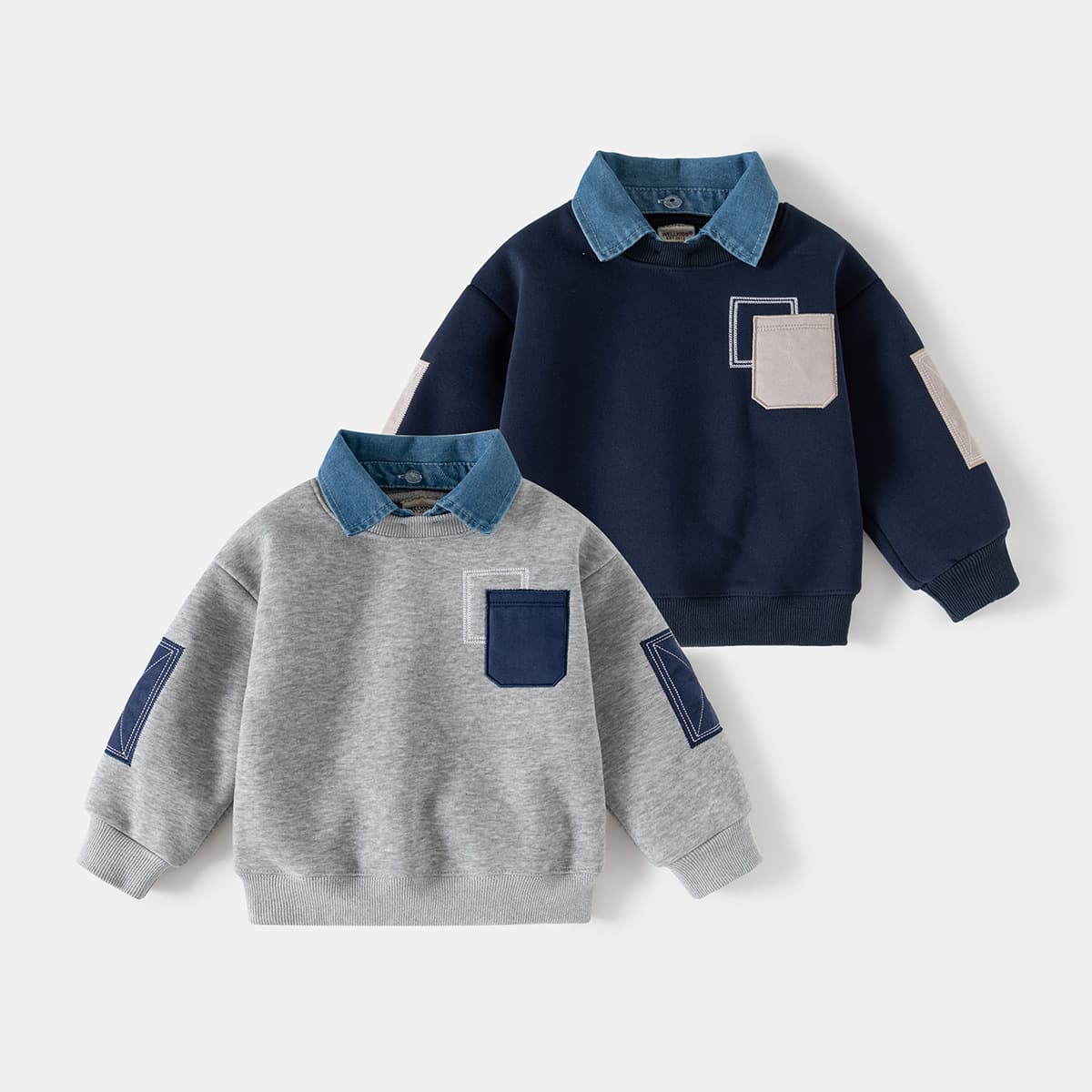 Children's Fake Two-Piece Sweatshirt 2025 Autumn/Winter New Korean-style Kids' Wear, Boys' Fleece-Lined Jacket, Baby Top Trendy Wholesale
