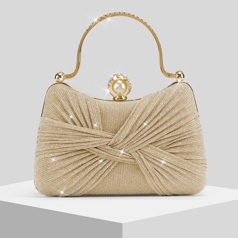New Women's Pleated Sparkle Evening Bag Wedding Bag Banquet Bag Handbag Crossbody Bag Clutch