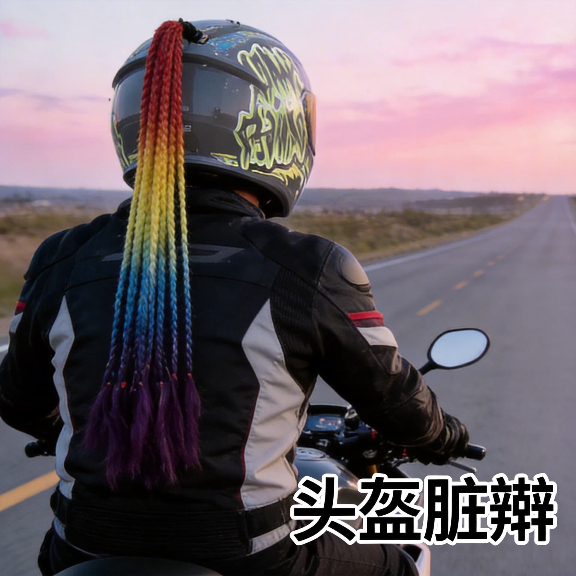 Electric Motorcycle Helmet Dreadlock Suction Cup Braid, Motorcycle Rider Decoration, Cycling Helmet Accessory