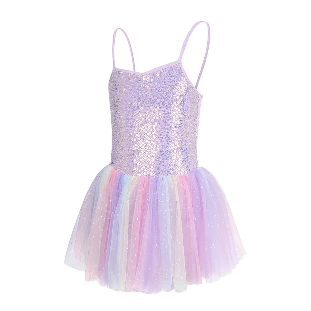 Children's Summer Dancewear Short Sleeve Camisole Rainbow Tutu Skirt Cross-border Girls Practice Dress Export Girls Tutu Skirt