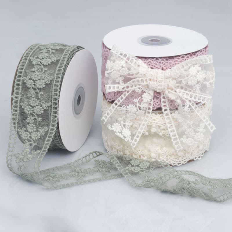 Hollow DIY Bow Hair Accessory Lace Mesh with Embroidered Flowers Water-Soluble Lace Trim Garment Accessories Wholesale in Stock