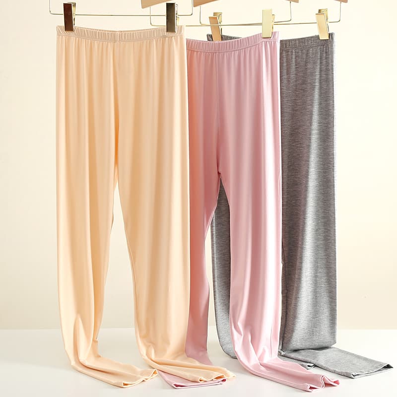 Modal Women's Thin Cotton Elastic Waist Base Layer Pants Slim Fit Warm Pants
