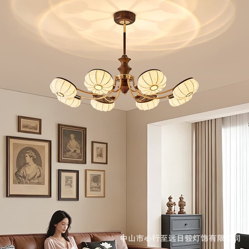 Song Dynasty internet celebrity living room chandelier 2025 new new Chinese style fabric chandelier Song Dynasty aesthetic lamps French chandelier
