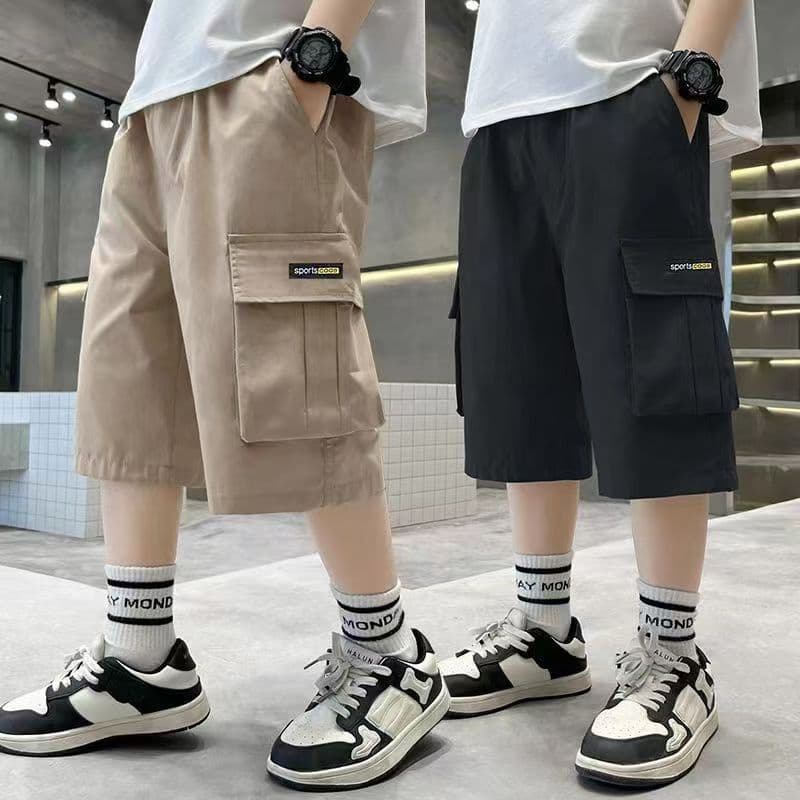Boys' Cargo Shorts Summer Thin Style Casual Shorts for Kids and Teens, Mid-Length Shorts, Five-Point Shorts