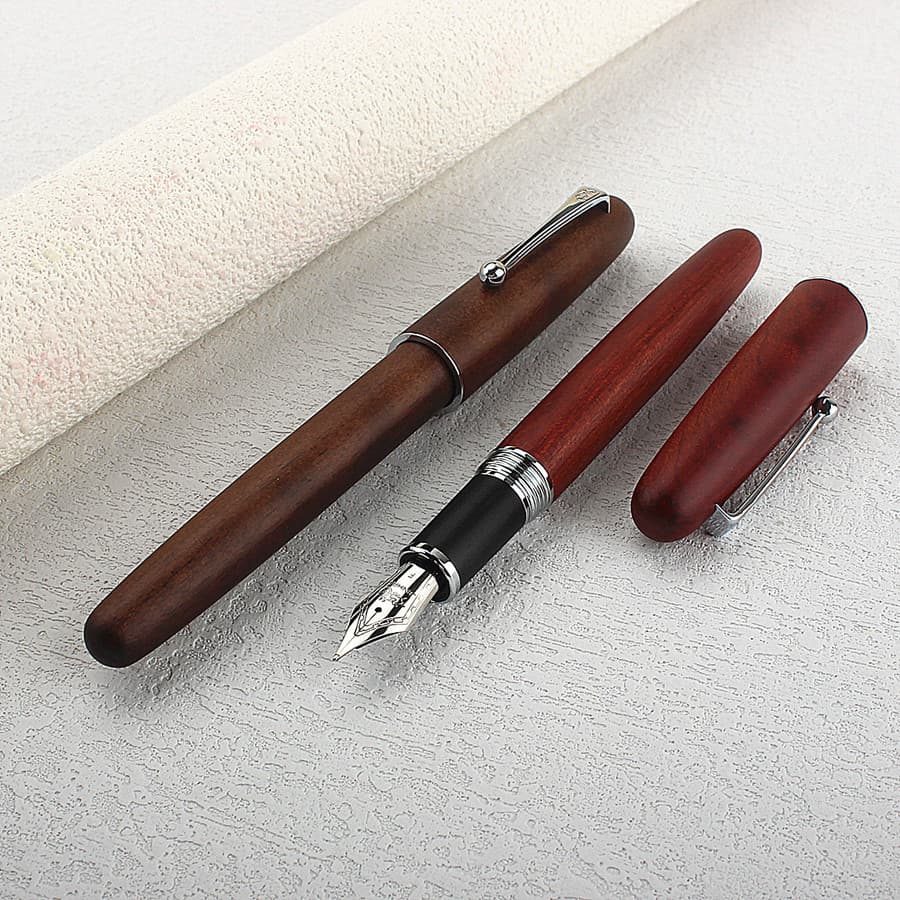 Jinhao 9035 Fountain Pen, Wooden Barrel, Adult Office Writing Calligraphy, Rotating Cap, Wood Texture, Vintage Fountain Pen