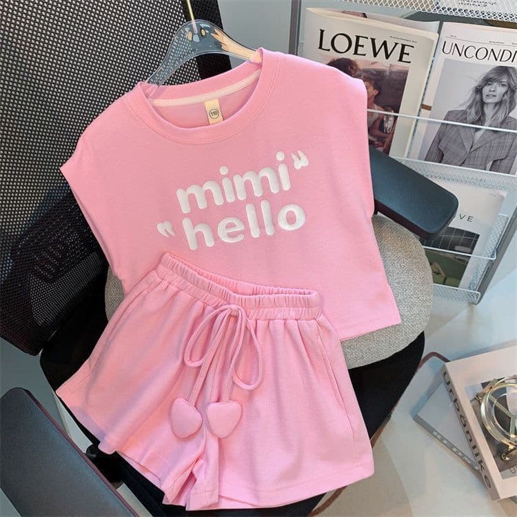 Children's clothing summer girls' suits girls' summer clothing medium and large children's vest tops wide-leg shorts student sportswear two-piece set