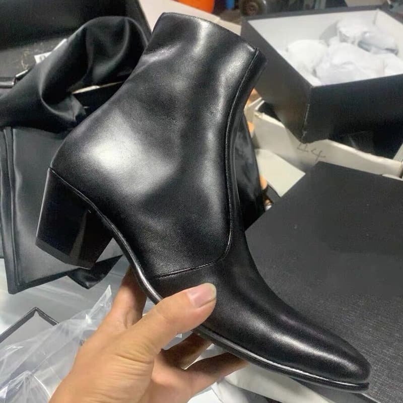Foreign trade men's shoes Men's Chelsea boots Chelsea boots men's pointed-toe genuine leather high-heeled denim Martin boots