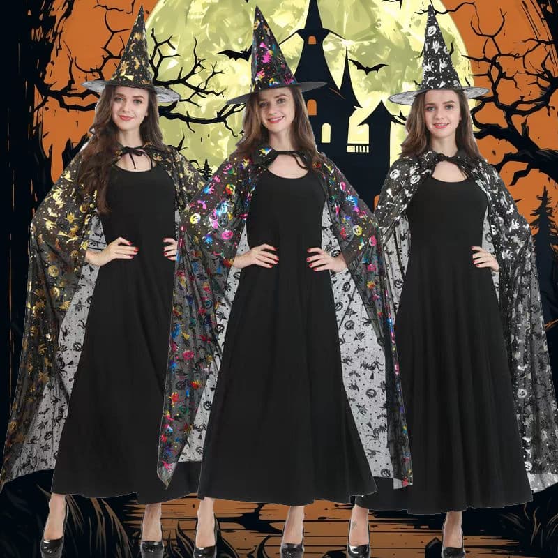 Jiaqi Ghost Festival Halloween cloak adult children wizard witch cloak gold cloak masquerade