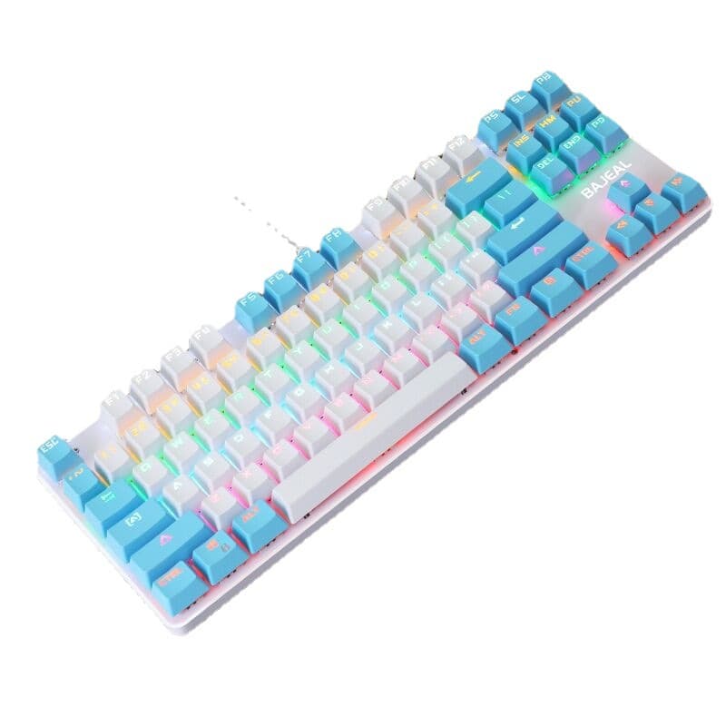 K100 Blue Switch Mechanical Keyboard, 26-Key Anti-Ghosting, 87-Key Dual-Color Fashion Gaming Couple True Mechanical Keyboard