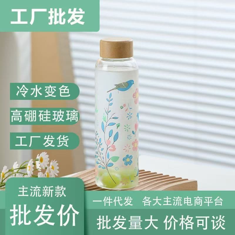 Cold Water Color-Changing Glass Cup, Trendy Cold Brew Cup, Thermochromic Water Cup, Retro Water Cup, High Borosilicate Glass Cup for Travel
