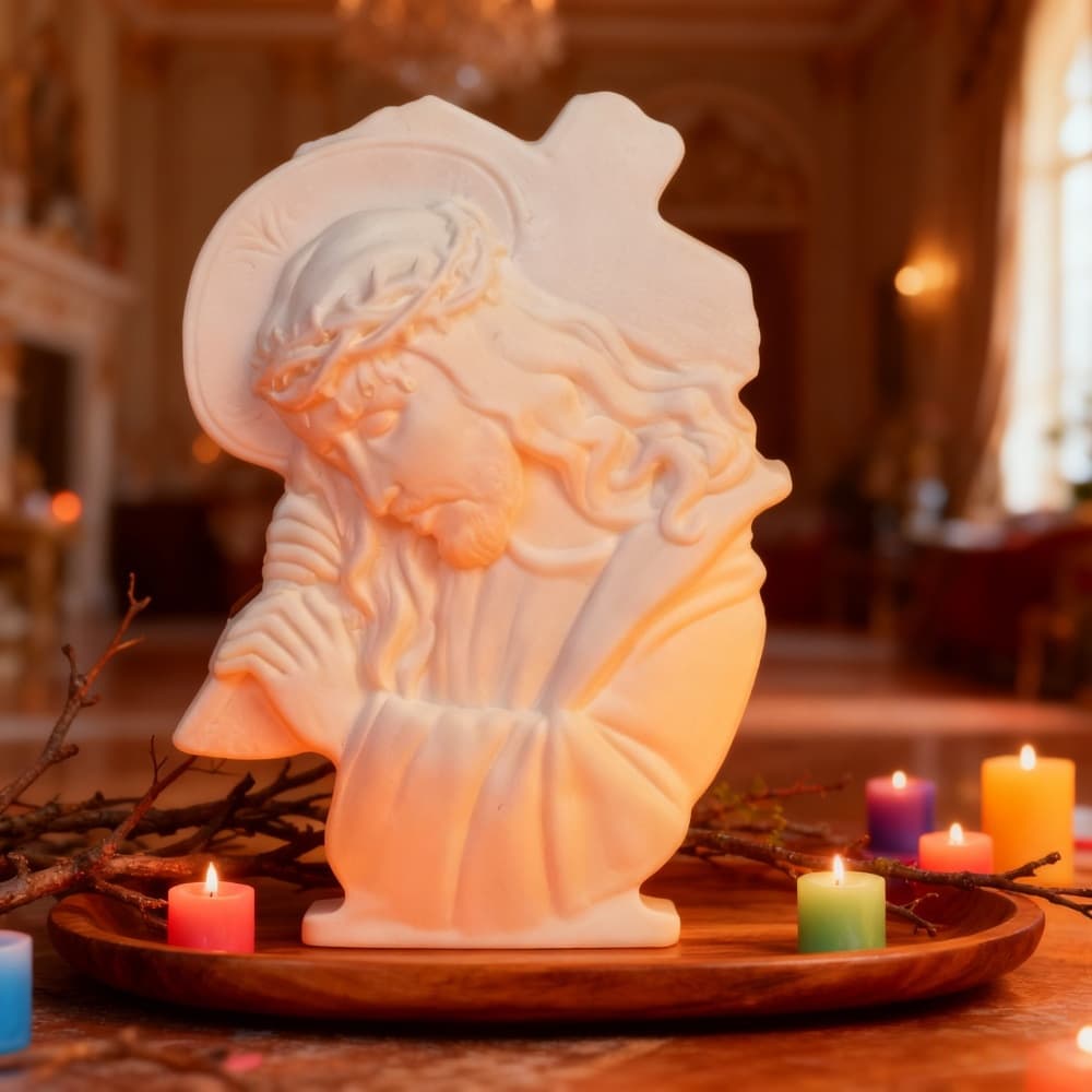 S2251 Semi-3D Cross Bearer Ornament Decorative Cement Plaster Mold DIY Silicone Mold