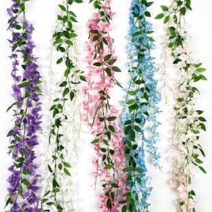 Artificial Wisteria Bean Flower String Long Style Wedding Decoration Vine Indoor Ceiling Hanging Vine Flower Violet Flower Vine Fake Flower