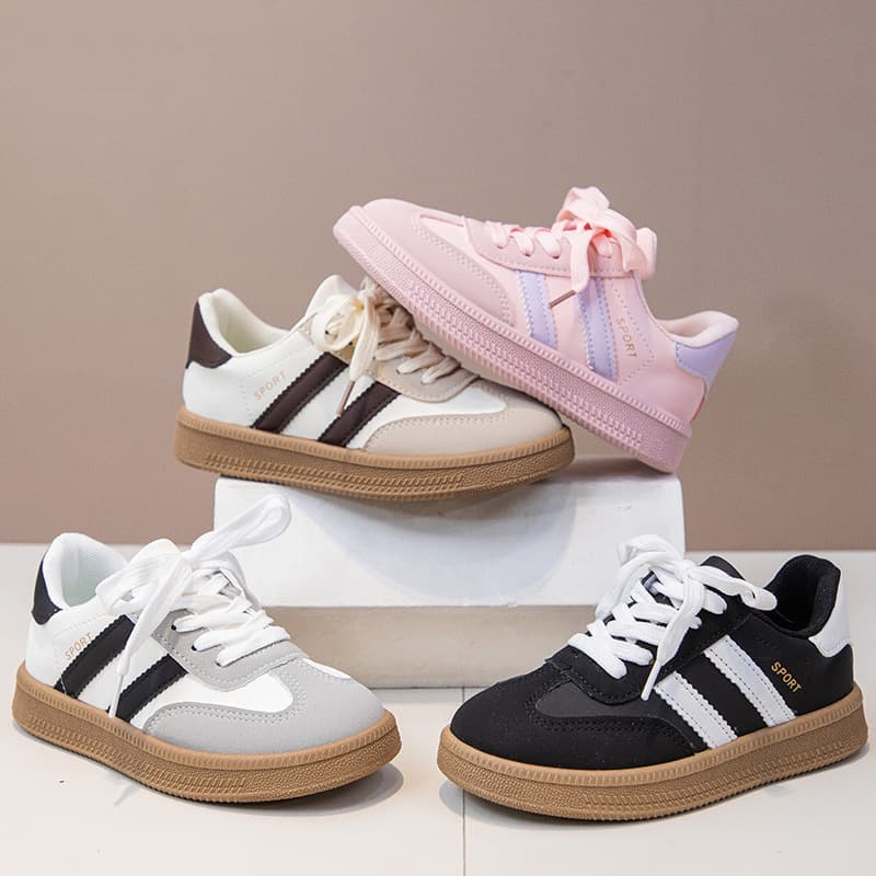 Wholesale Spring New Kids Skate Shoes Flat Low Heel Casual Shoes Lace Up Boys Classic Flat Shoes Primary School Shoes