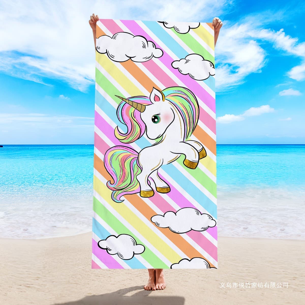 Unicorn Double-Sided Terry Cloth Beach Towel Pineapple Print Microfiber Beach Swimming Bath Towel Yuezhe