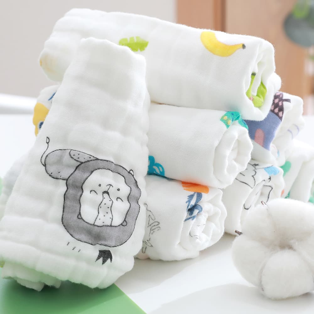 Pure cotton six-layer gauze saliva baby face towel absorbent newborn supplies small square towel sweat towel wholesale absorbent sweat