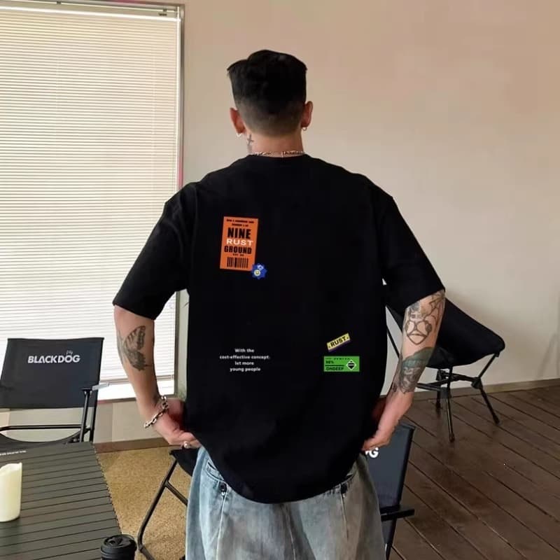 Teenagers' Summer Loose-Fitting Boys' Short-Sleeved T-Shirts New Style Trendy Casual Sports for High School Students