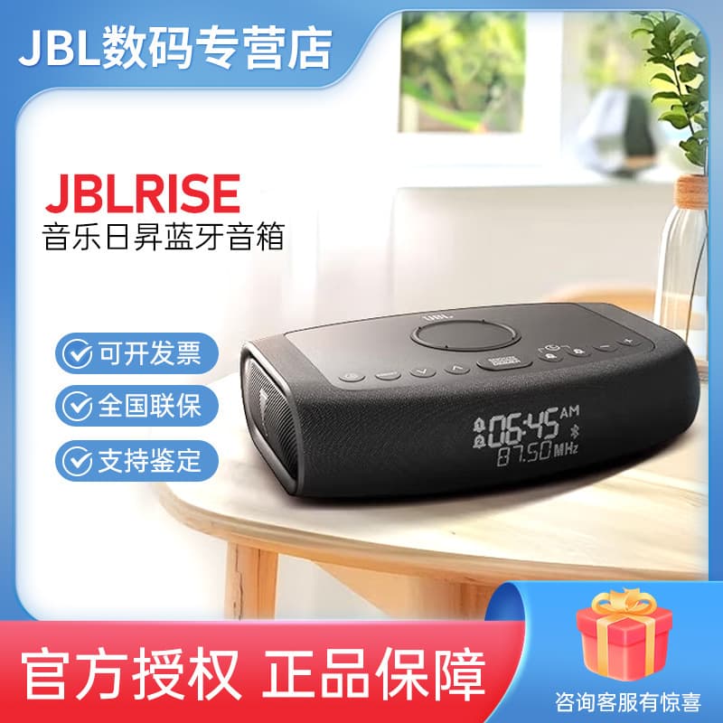 JBL RISE Wireless Bluetooth Speaker Alarm Clock Radio with USB Wireless Charging LED Display
