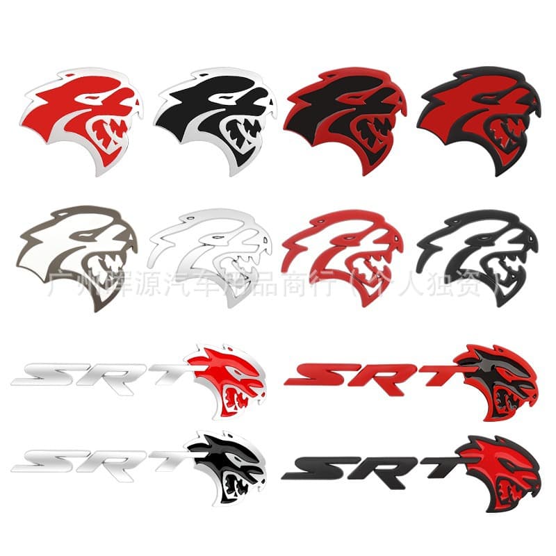 Small Hellcat Leopard Head Car Label Suitable for Dodge SRT Grand Cherokee Jeep Modified Metal Label