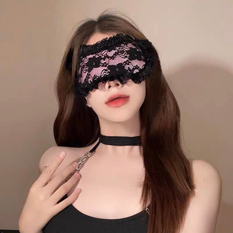 Sexy Light-Blocking Eye Mask, Lace Trim Blindfold for Couples, Romantic Adult Flirting Mask