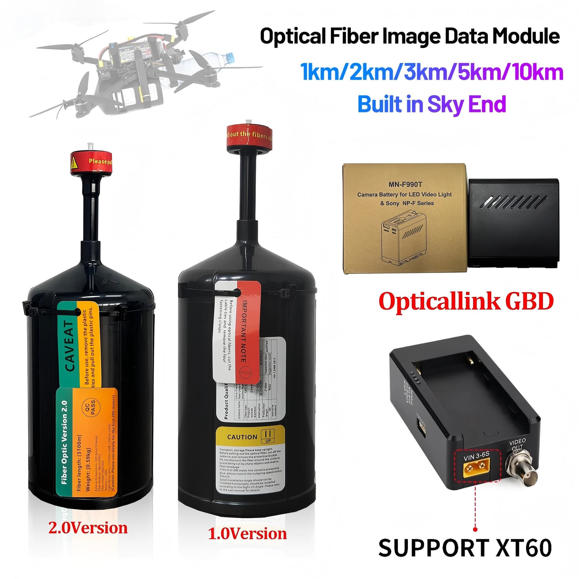 Drone Fiber Bucket Kit 10km Ultra-Long Distance Data Transfer