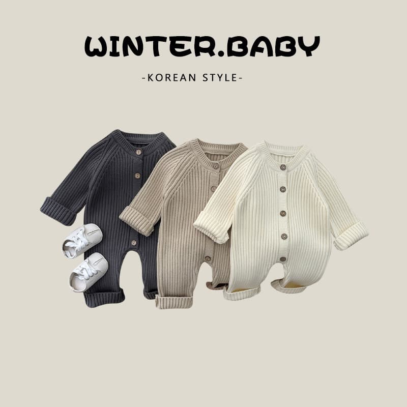 Korean style baby jumpsuit, spring and autumn clothing for male and female babies, solid color knitted crawling clothing, newborn spring sweater and hoodie