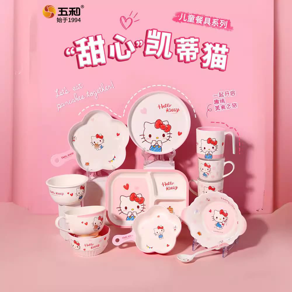 Hellokitty Sweet Children's tableware cute water cup baby bowl household kindergarten breakfast plate for eating
