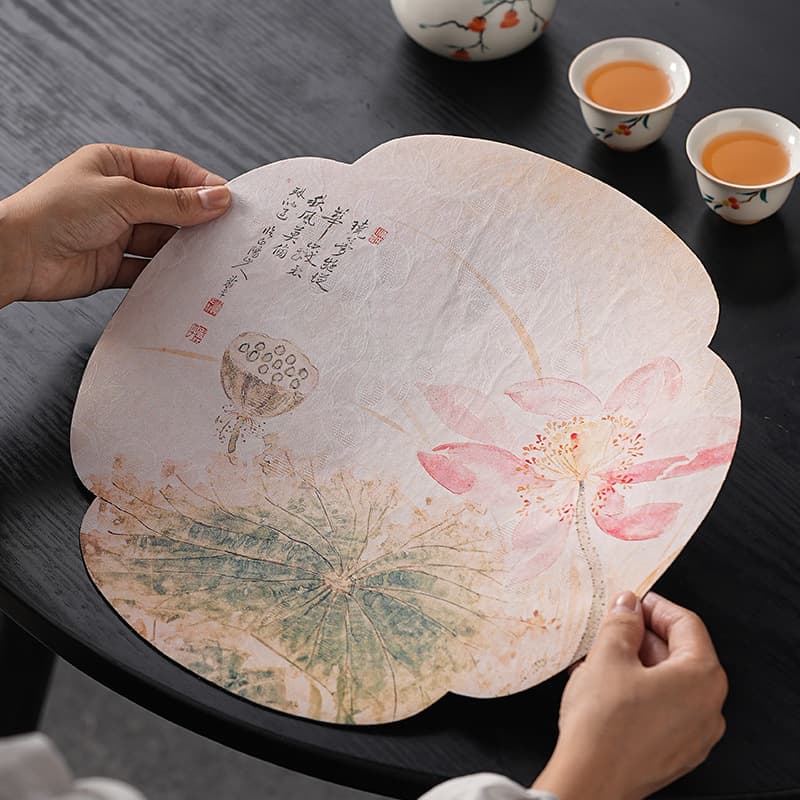 Double-Sided Tea Mat Waterproof Table Runner Dry Brewing Imitation Gambiered Guangdong Gauze Heat Insulation Pad Round Chinese Zen Tea Tray Mat