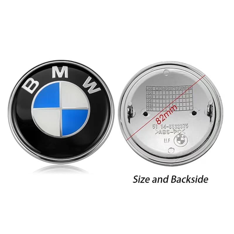 For BMW Emblem 82mm Blue Silver Black Base Hood Engine Cover Emblem 74mm Rear Trunk Badge