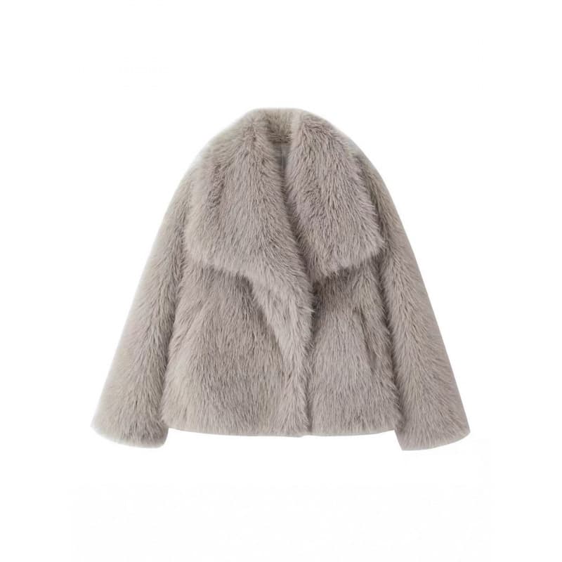 2026 New Fur Coat for Women Eco-Friendly Furry Large Lapel Fashionable Thickened Versatile British Cross-Border Coat