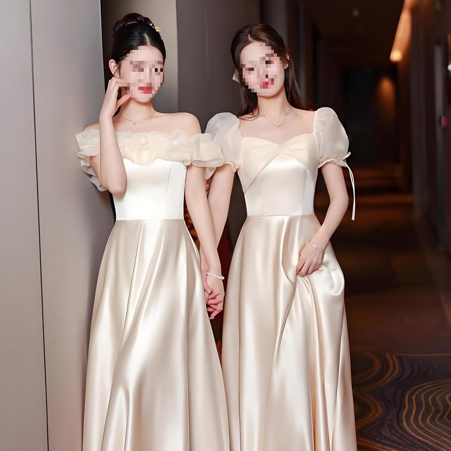2026 New Champagne Satin Bridesmaid Dress, Unique High-End Sisterhood Host Chorus Gown, Wearable for Daily Use
