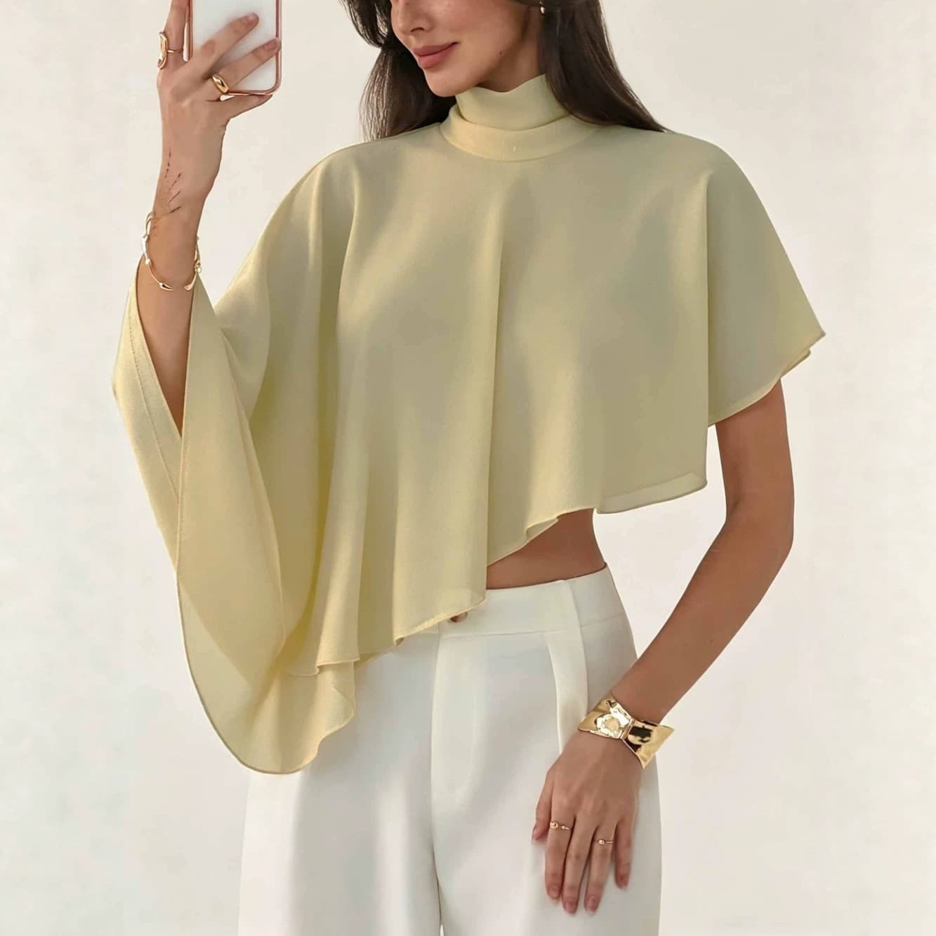 2026 Spring New Women's Elegant Irregular Chiffon Top for European and American Foreign Trade Independent Station Amazon Cross-Border