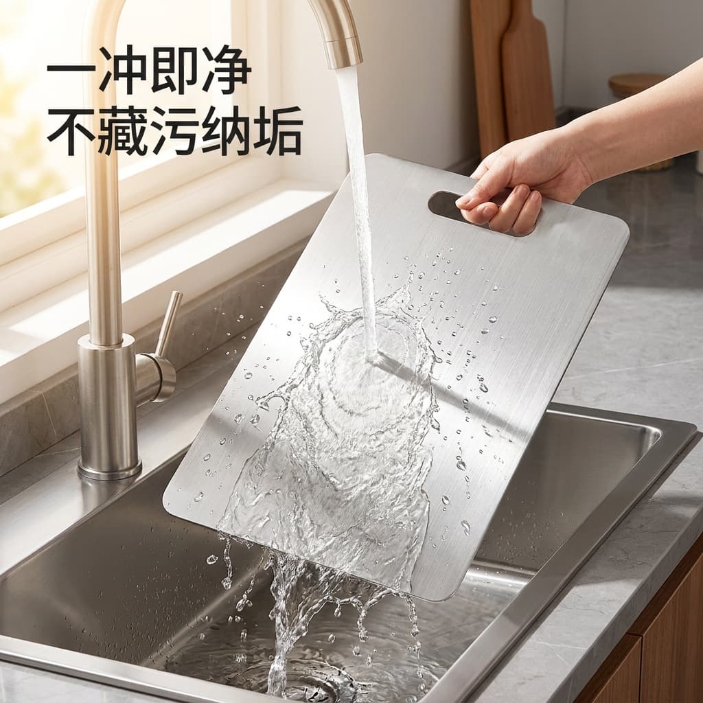 Thickened Stainless Steel Cutting Board Antibacterial and Mildew-Proof Chopping Board and Dough Board Cutting Board for Vegetables and Fruits Kitchen Supplies