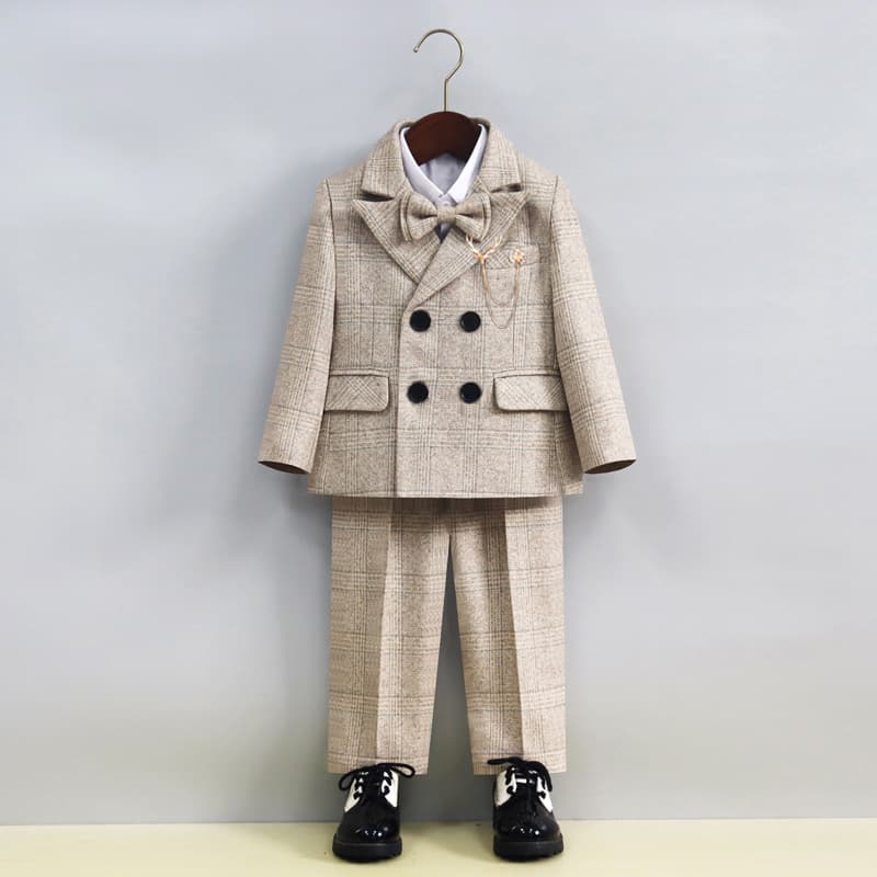 Children's Suit New Spring/Autumn Style British Gentleman Set, Boys' First Birthday Pageant Banquet Wear with Drop Shipping