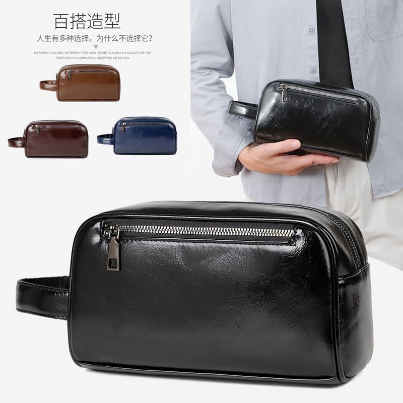 Wholesale Solid Color PU Leather New Trendy Clutch Bag Waterproof Wear-Resistant Urban Minimalist Fashion Versatile Handbag