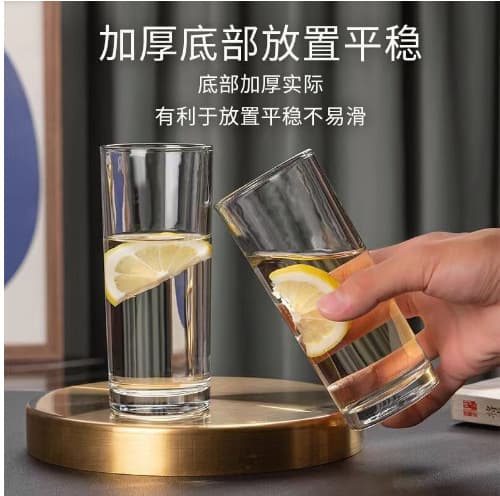 Wholesale Straight Transparent Glass Water Cup for Home Hotel Club Tea Cup Straight Cup Milk Cup Drinking Cup Custom Logo Available