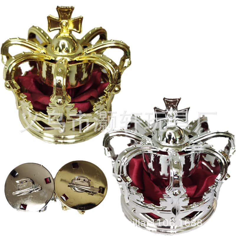 Lolita Headwear King Women's Crown Loloita Bridal Cross Standing 3D Royal Crown Plastic Material Head Piece