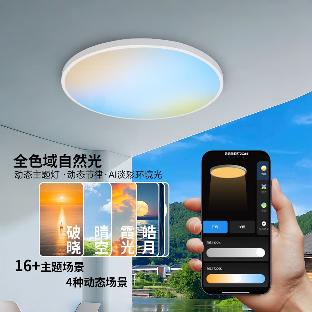 Source Factory Sky Clear Light Ambient LED Ceiling Lamp Eye-Caring Purifying Smart Dimmable Round Sky Light
