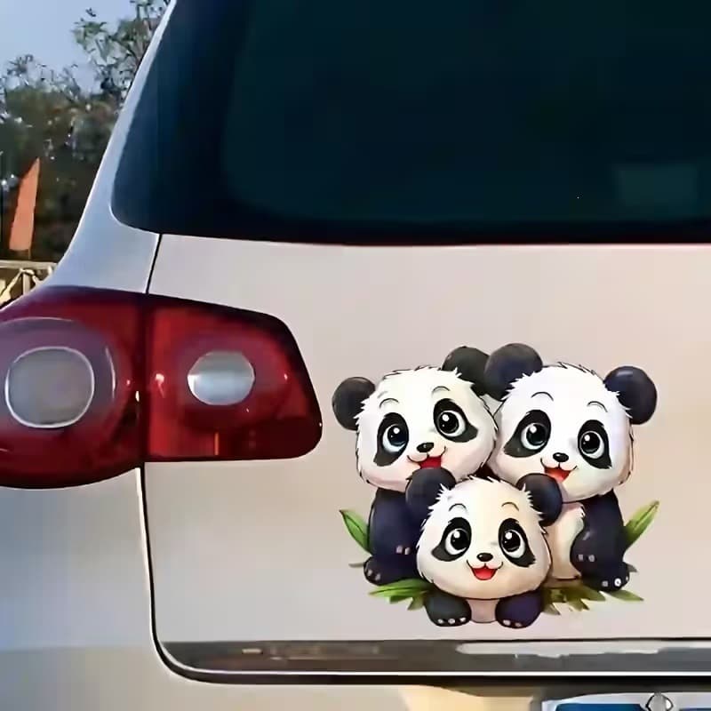 Covering scratches car stickers creative happy panda family of three furniture toys window notebook car stickers