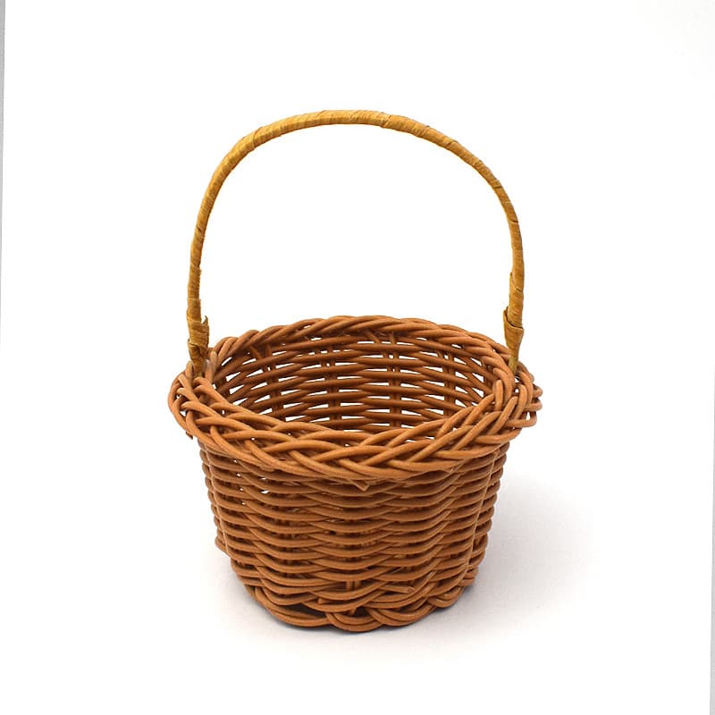 Hand Basket Mini Basket Rattan-Look Woven Basket Plastic Rattan Wall Hanging Basket Balcony Living Room Decorative Flower Basket Hand Basket