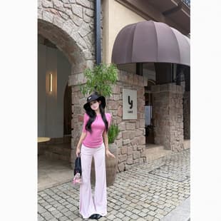 Pure Desire Fitted Round Neck T-Shirt Women's Summer Hot Girl Set High Waist Drape Micro-Flare Casual Pants Pure Desire Two-Piece Set