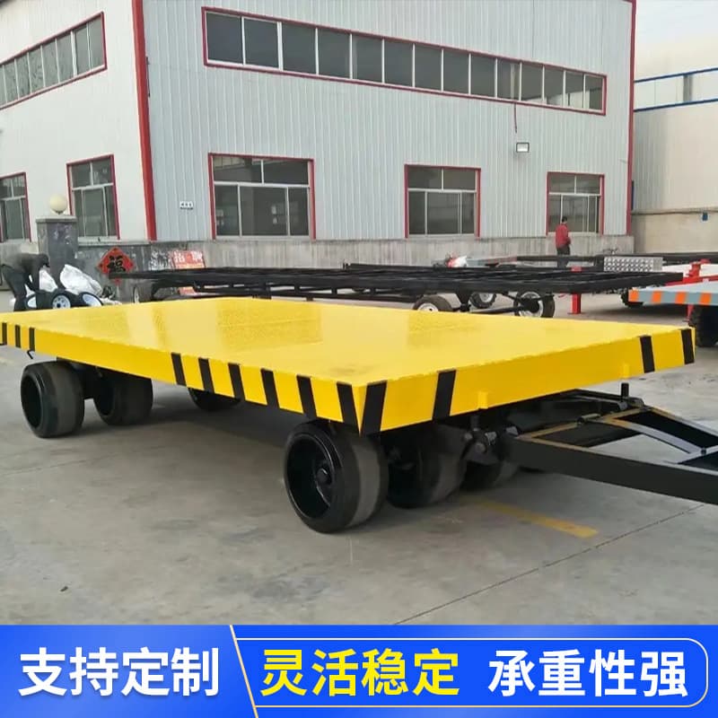 Towed Flatbed Trailer for Large-tonnage Cargo Transport, Four-wheel Steering Tool Cart, Towed Flatbed Trailer