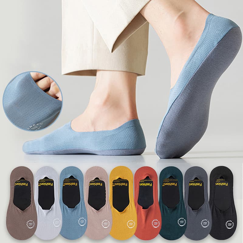 Socks men's mesh cotton bottom sweat-absorbent socks non-slip non-falling invisible boat socks summer men's anti-skid boat socks