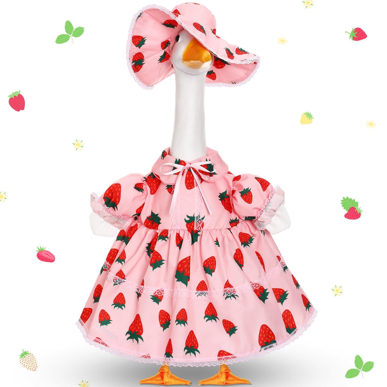 Summer Goose Outfit for 23-Inch Tall Porch Cement Statue, Cute Goose Dress Costume Suitable for Summer Outdoor Use