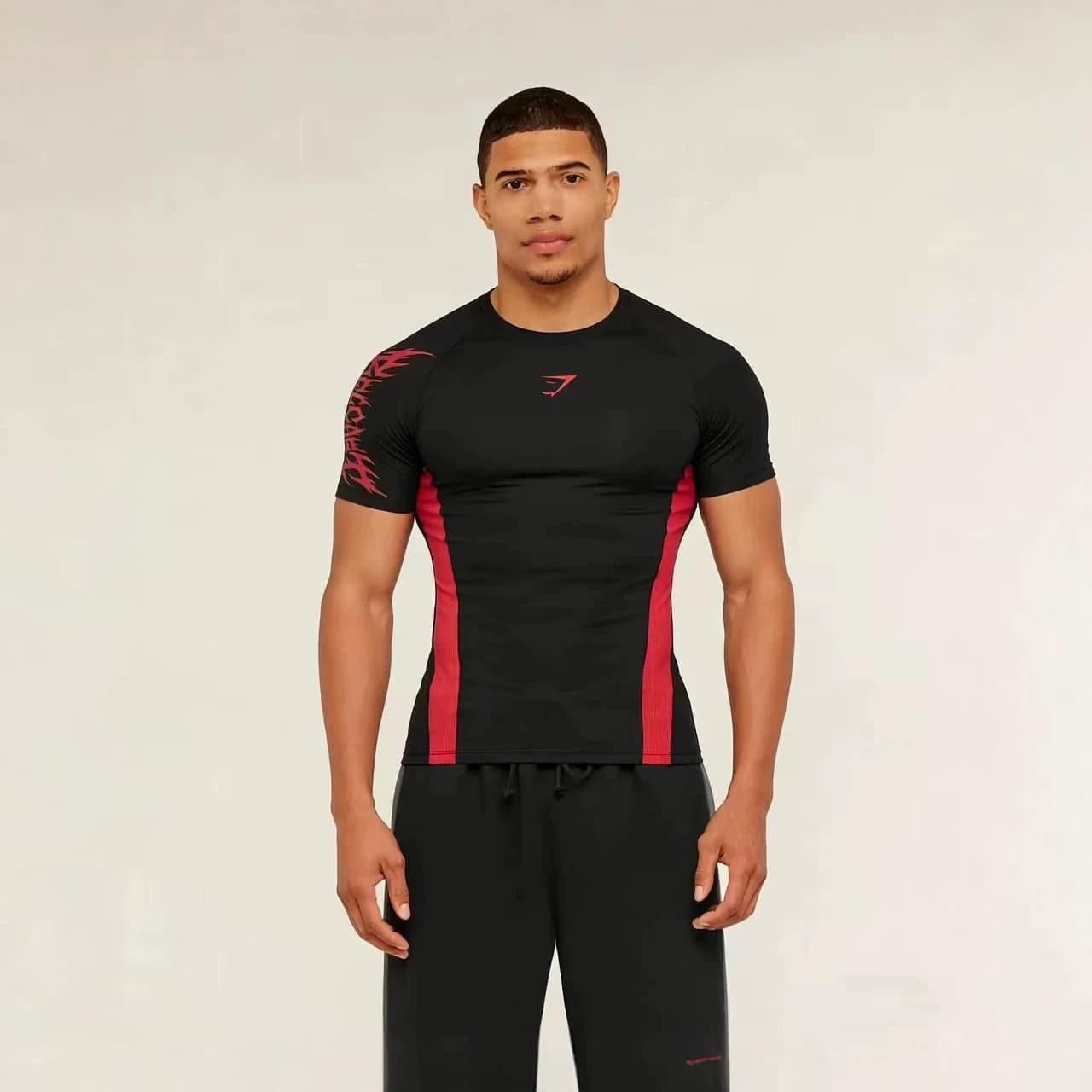 GYMSHARK New American Muscle Fitness Men's T-Shirt Sports Casual Running Quick-Dry Breathable Tight Fit